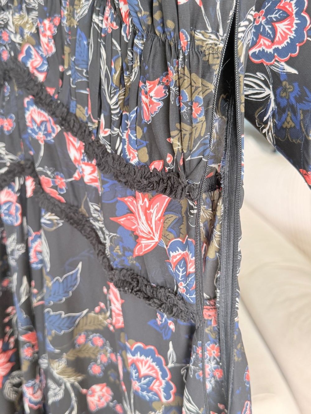 Chelsea28 Black Floral Dress with Blue and Pink Blooms - Picture 6 of 11